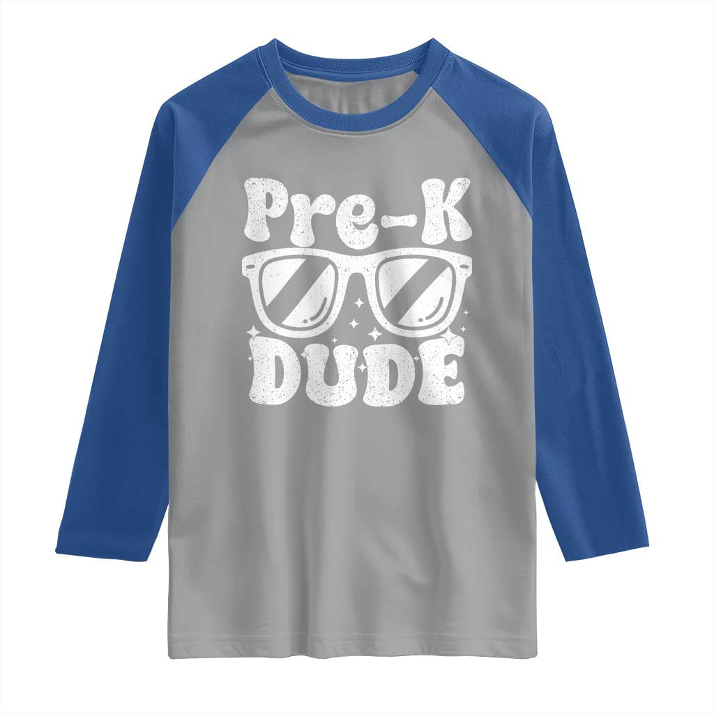 Pre-k Dude Raglan Shirt Funny Back to School First Day of Preschool TS10 Sport Gray Royal Print Your Wear