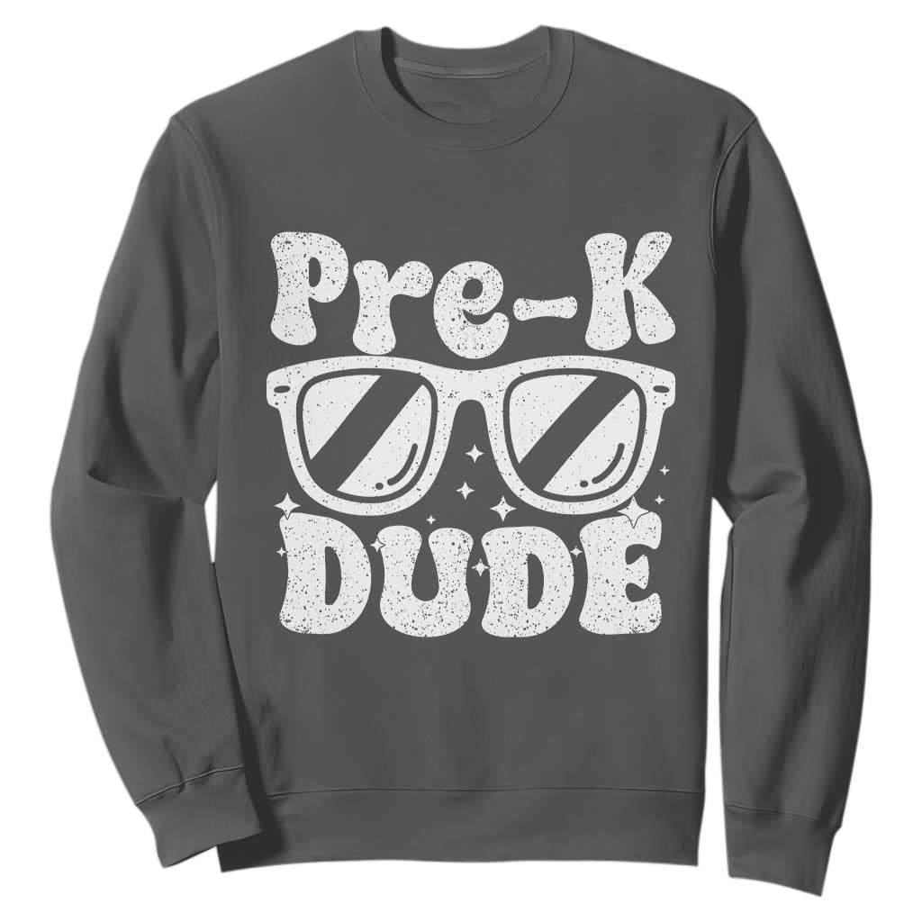 Pre-k Dude Sweatshirt Funny Back to School First Day of Preschool TS10 Dark Heather Print Your Wear