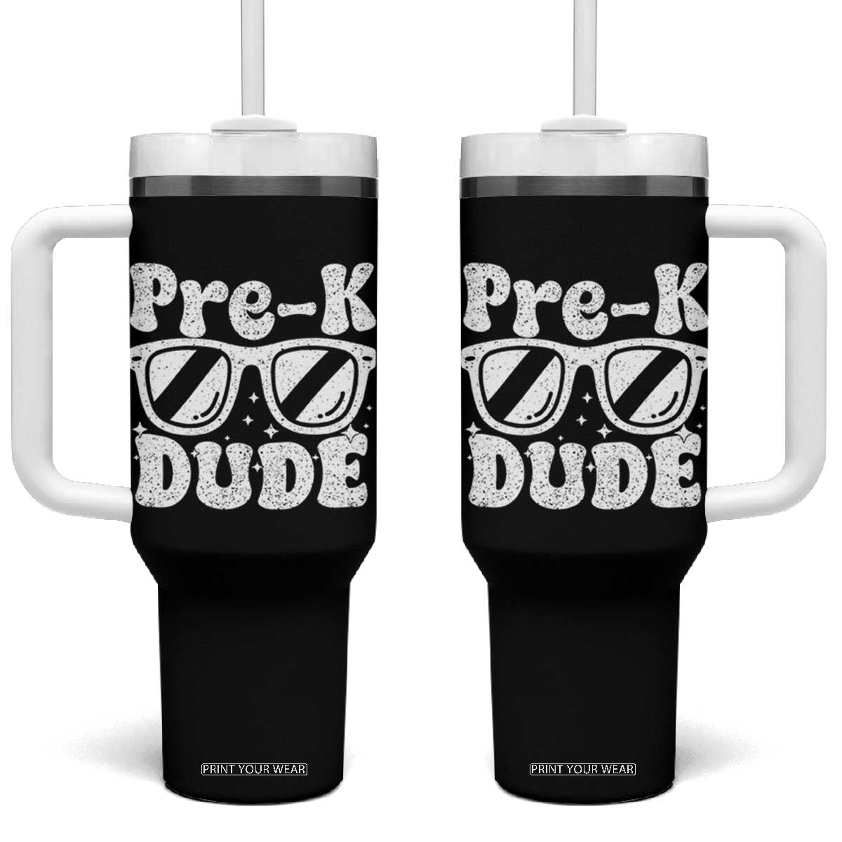 Pre-k Dude Tumbler With Handle Funny Back to School First Day of Preschool TS10 One Size: 40 oz Black Print Your Wear