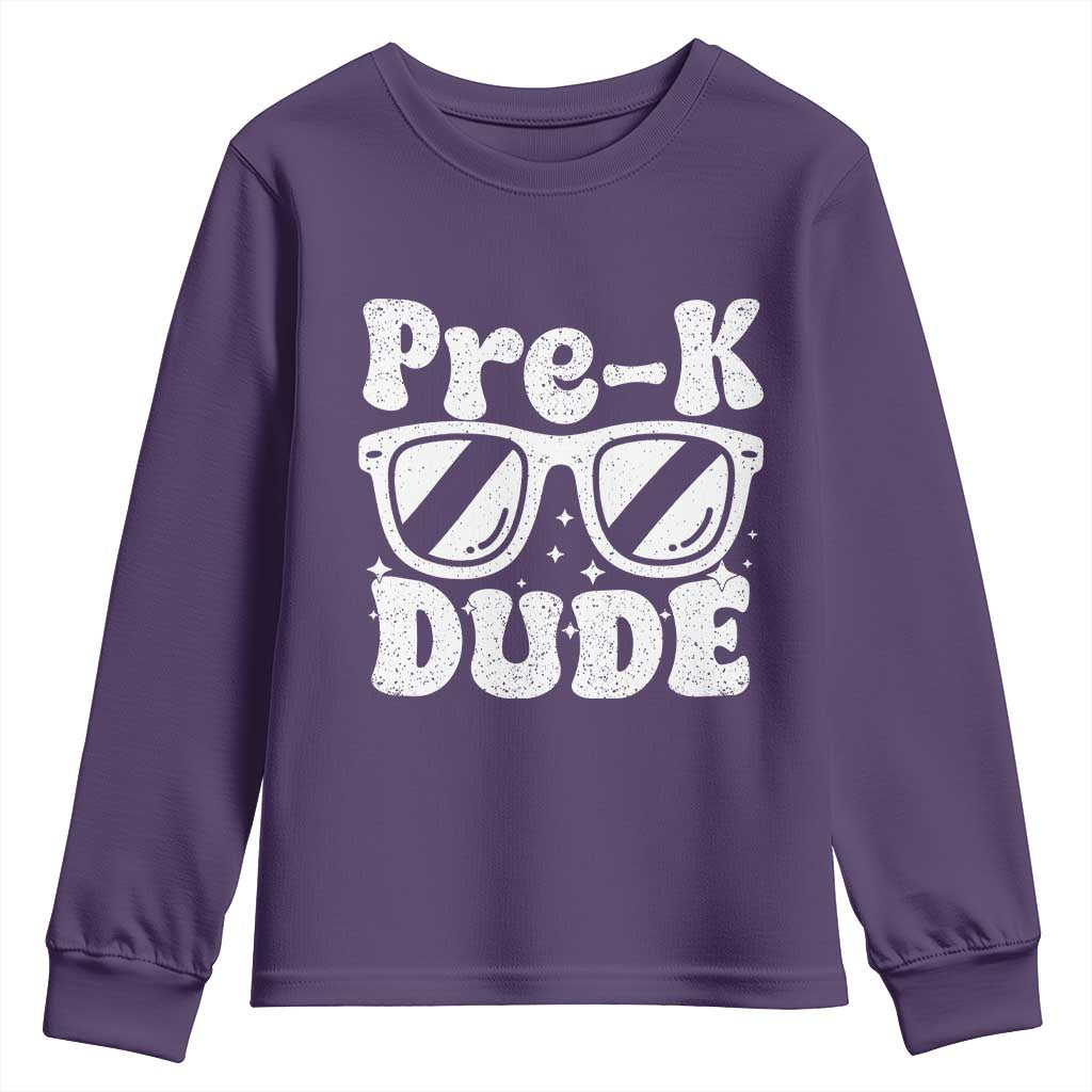Pre-k Dude Youth Sweatshirt Funny Back to School First Day of Preschool TS10 Purple Print Your Wear