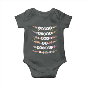 Happy First Day Of School Baby Onesie Teacher Kids Back To School Bracelets TS10 Dark Heather Print Your Wear