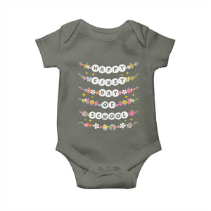 Happy First Day Of School Baby Onesie Teacher Kids Back To School Bracelets TS10 Military Green Print Your Wear