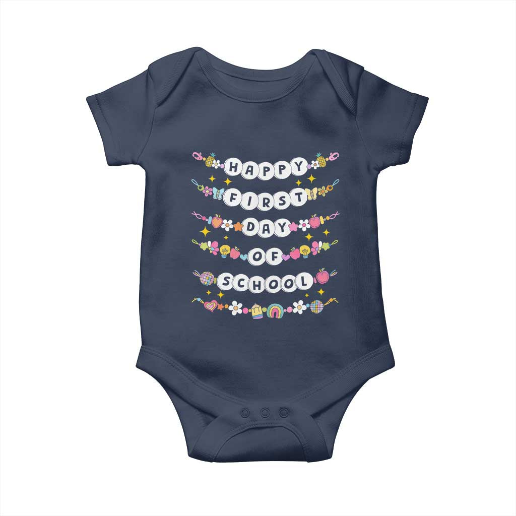Happy First Day Of School Baby Onesie Teacher Kids Back To School Bracelets TS10 Navy Print Your Wear