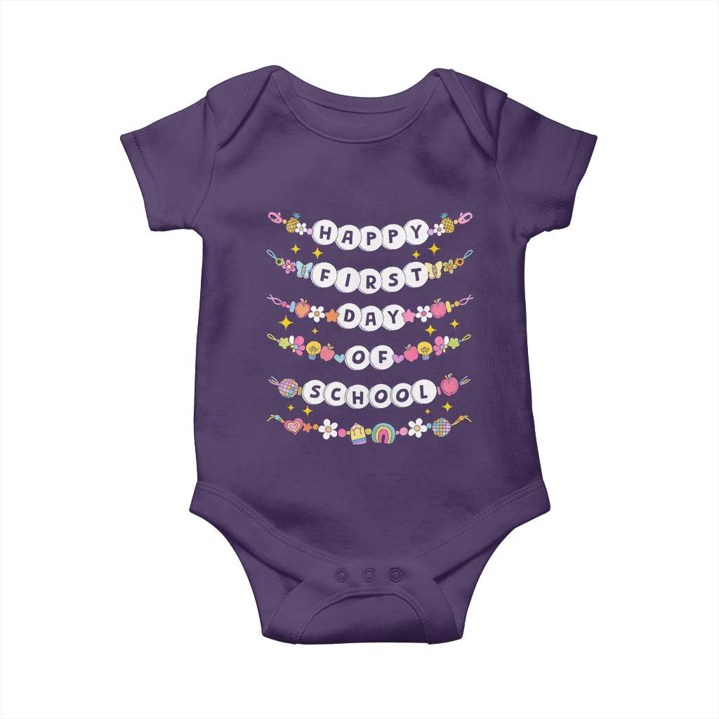 Happy First Day Of School Baby Onesie Teacher Kids Back To School Bracelets TS10 Purple Print Your Wear