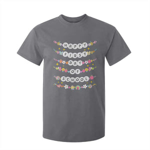 Happy First Day Of School T Shirt For Kid Teacher Kids Back To School Bracelets TS10 Charcoal Print Your Wear