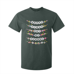 Happy First Day Of School T Shirt For Kid Teacher Kids Back To School Bracelets TS10 Dark Forest Green Print Your Wear