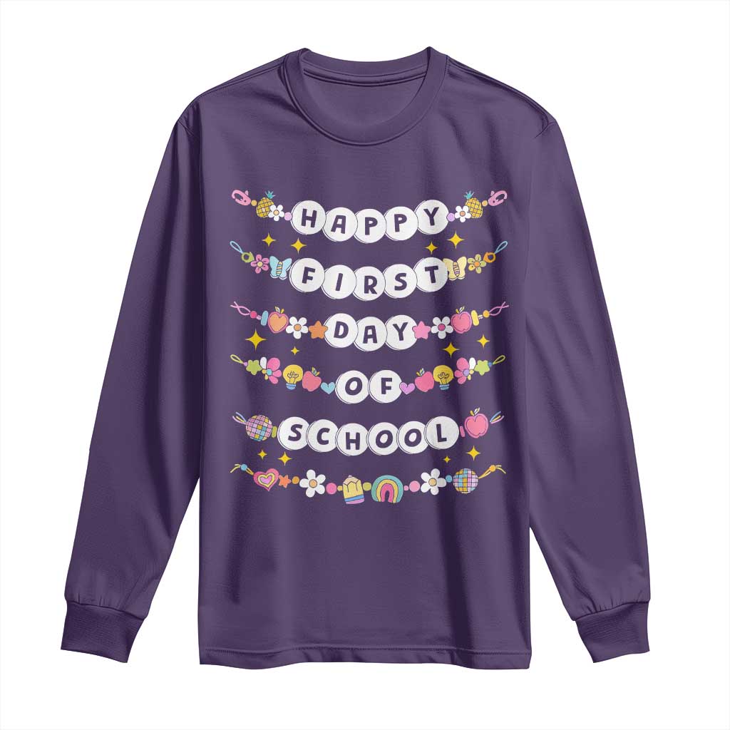 Happy First Day Of School Long Sleeve Shirt Teacher Kids Back To School Bracelets TS10 Purple Print Your Wear