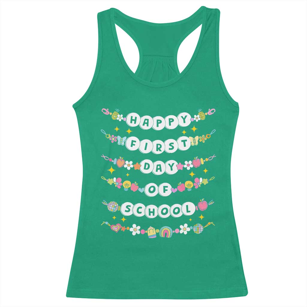 Happy First Day Of School Racerback Tank Top Teacher Kids Back To School Bracelets TS10 Irish Green Print Your Wear