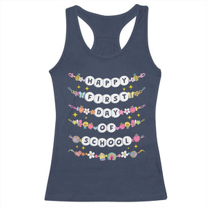 Happy First Day Of School Racerback Tank Top Teacher Kids Back To School Bracelets TS10 Navy Print Your Wear