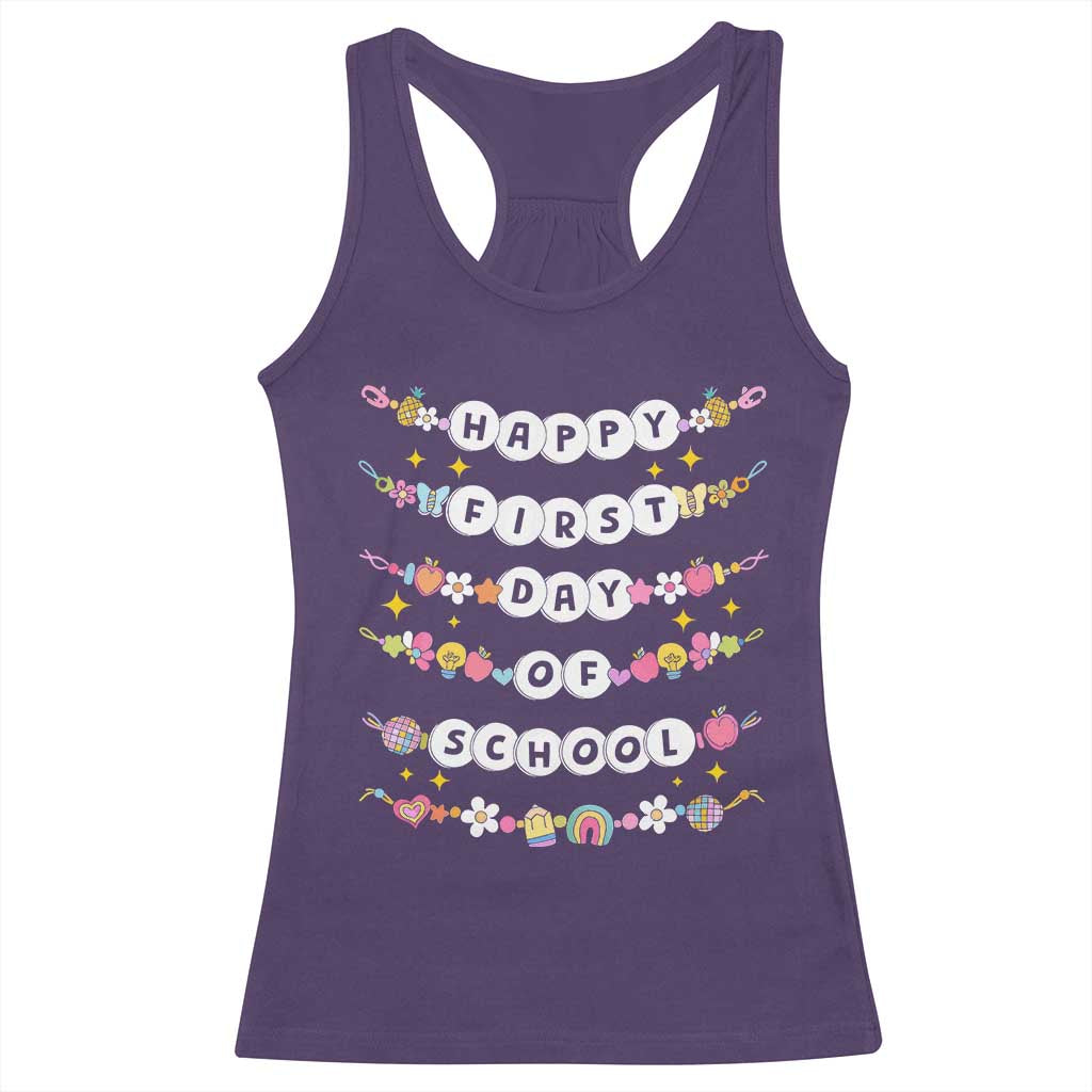 Happy First Day Of School Racerback Tank Top Teacher Kids Back To School Bracelets TS10 Purple Print Your Wear