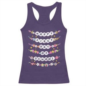 Happy First Day Of School Racerback Tank Top Teacher Kids Back To School Bracelets TS10 Purple Print Your Wear