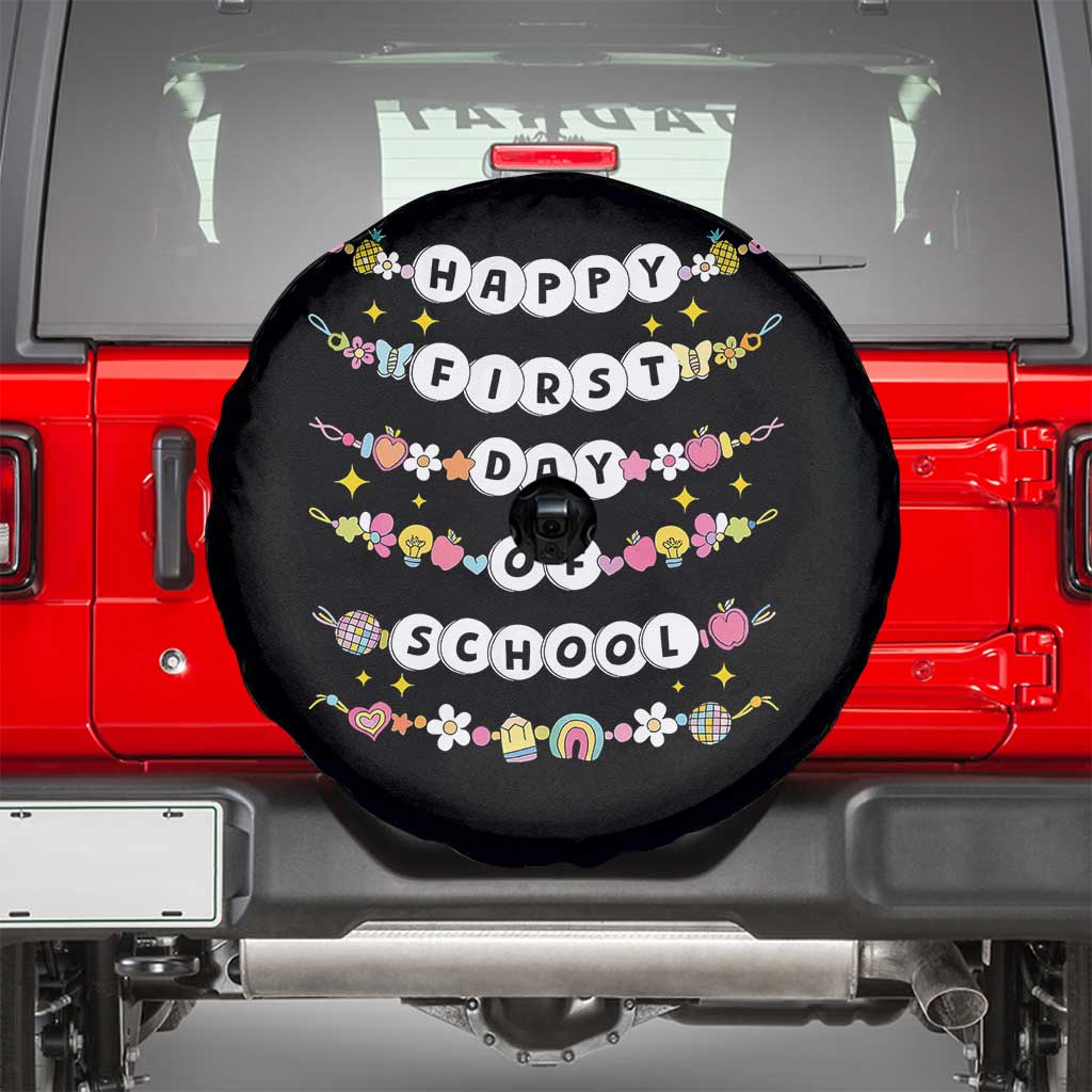 Happy First Day Of School Spare Tire Cover Teacher Kids Back To School Bracelets TS10 Black Print Your Wear