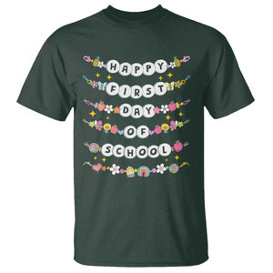 Happy First Day Of School T Shirt Teacher Kids Back To School Bracelets TS10 Dark Forest Green Print Your Wear
