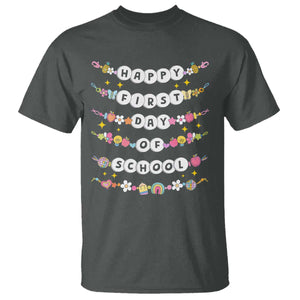Happy First Day Of School T Shirt Teacher Kids Back To School Bracelets TS10 Dark Heather Print Your Wear
