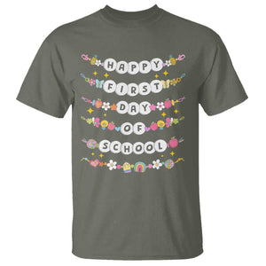 Happy First Day Of School T Shirt Teacher Kids Back To School Bracelets TS10 Military Green Print Your Wear