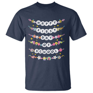 Happy First Day Of School T Shirt Teacher Kids Back To School Bracelets TS10 Navy Print Your Wear