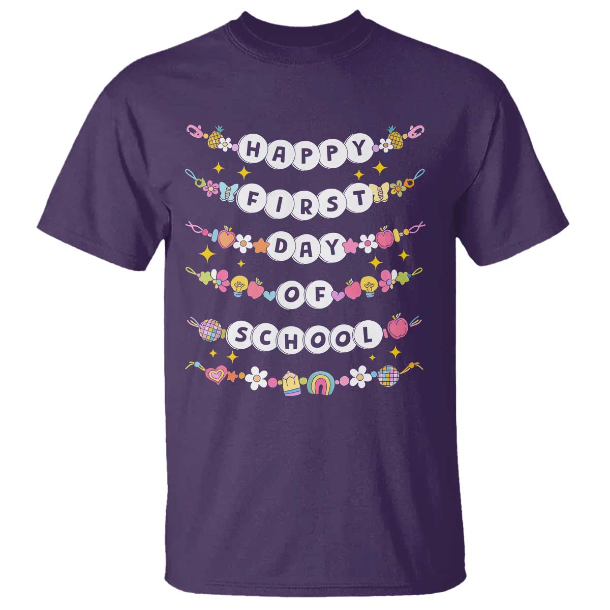 Happy First Day Of School T Shirt Teacher Kids Back To School Bracelets TS10 Purple Print Your Wear