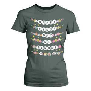Happy First Day Of School T Shirt For Women Teacher Kids Back To School Bracelets TS10 Dark Forest Green Print Your Wear