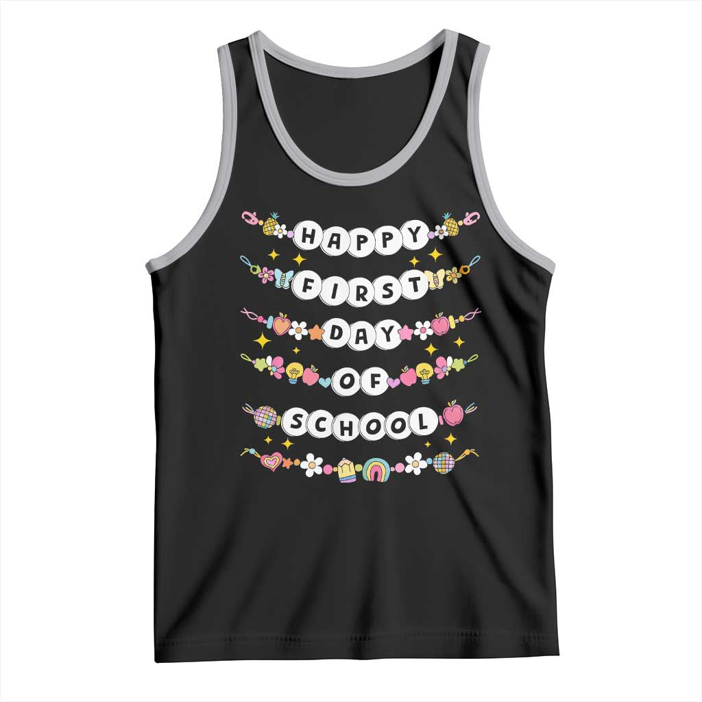 Happy First Day Of School Tank Top Teacher Kids Back To School Bracelets TS10 Black Athletic Heather Print Your Wear