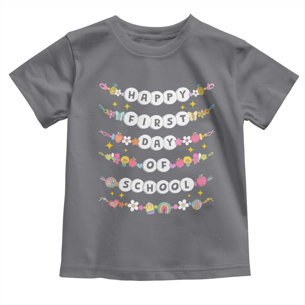 Happy First Day Of School Toddler T Shirt Teacher Kids Back To School Bracelets TS10 Charcoal Print Your Wear