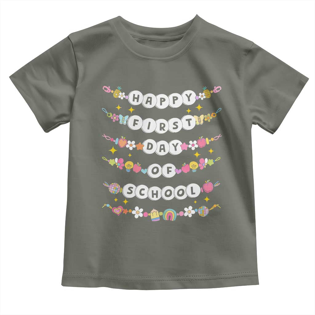 Happy First Day Of School Toddler T Shirt Teacher Kids Back To School Bracelets TS10 Military Green Print Your Wear