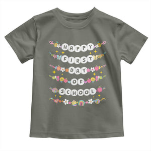 Happy First Day Of School Toddler T Shirt Teacher Kids Back To School Bracelets TS10 Military Green Print Your Wear