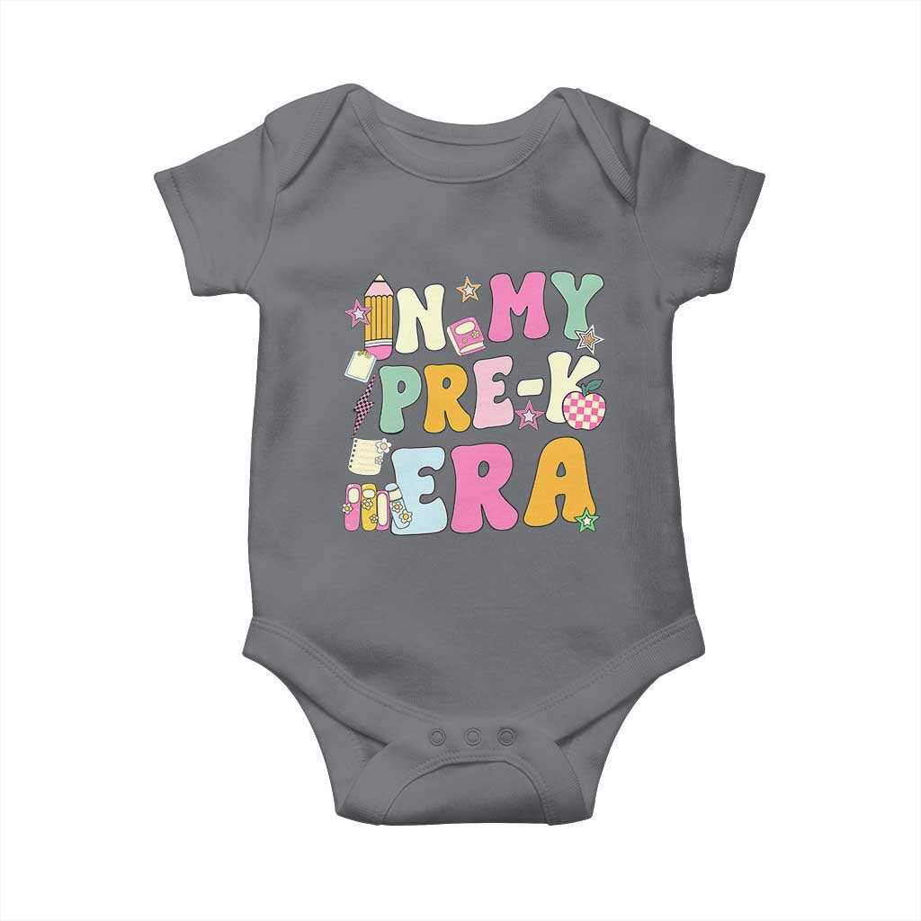 In My Pre-K Era Baby Onesie Girl Back To School Cute PreSchool Teacher TS10 Charcoal Print Your Wear