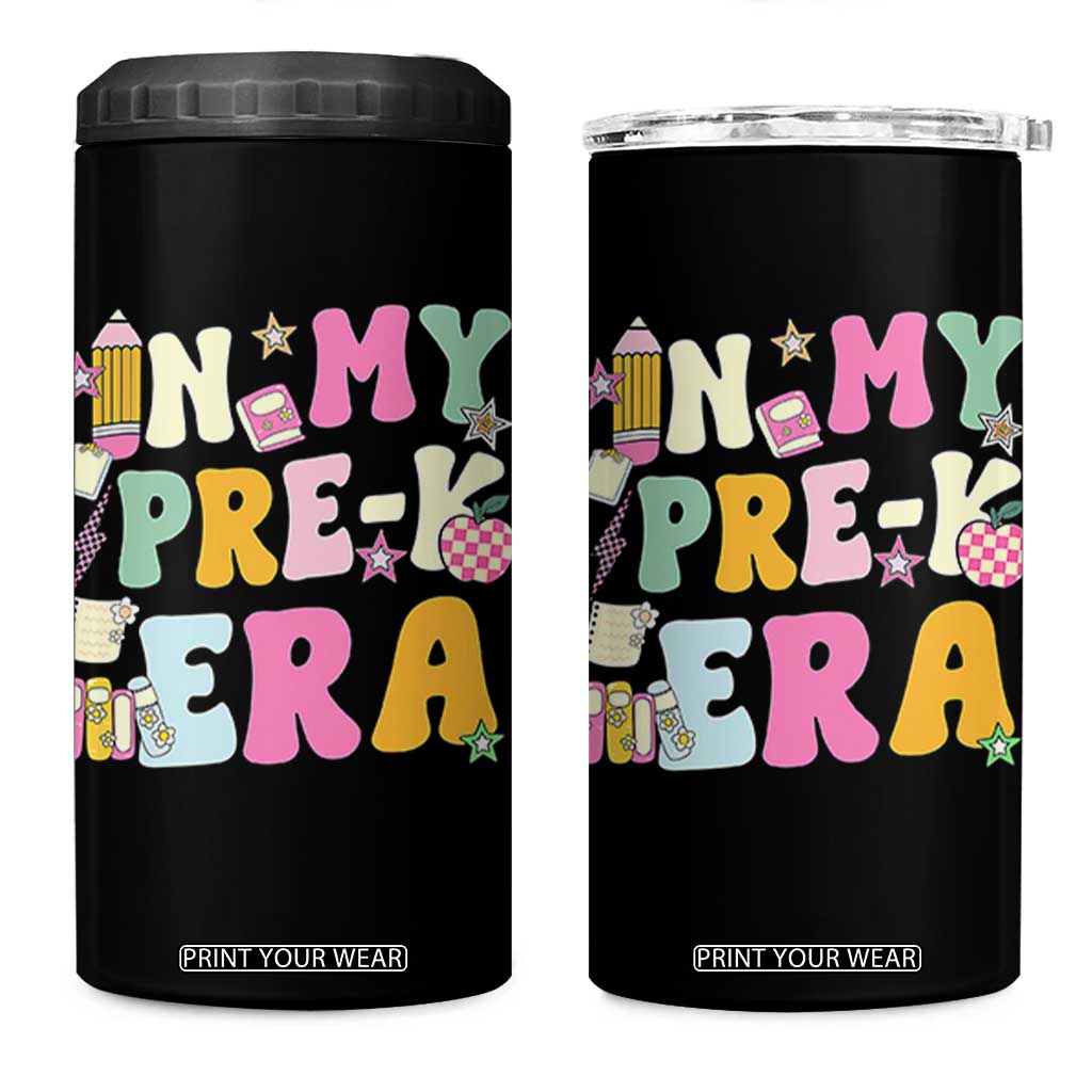 In My Pre-K Era 4 in 1 Can Cooler Tumbler Girl Back To School Cute PreSchool Teacher TS10 One Size: 16 oz Black Print Your Wear