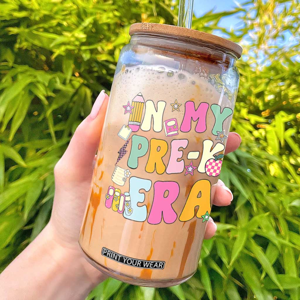 In My Pre-K Era Glass Can Girl Back To School Cute PreSchool Teacher TS10 Black Print Your Wear