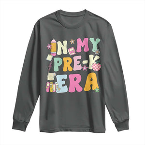 In My Pre-K Era Long Sleeve Shirt Girl Back To School Cute PreSchool Teacher TS10 Dark Heather Print Your Wear