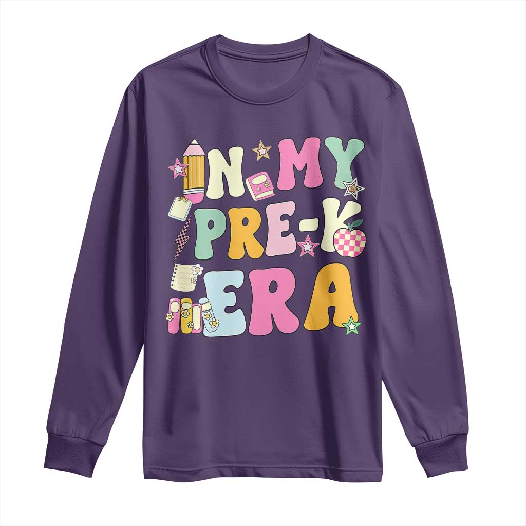 In My Pre-K Era Long Sleeve Shirt Girl Back To School Cute PreSchool Teacher TS10 Purple Print Your Wear