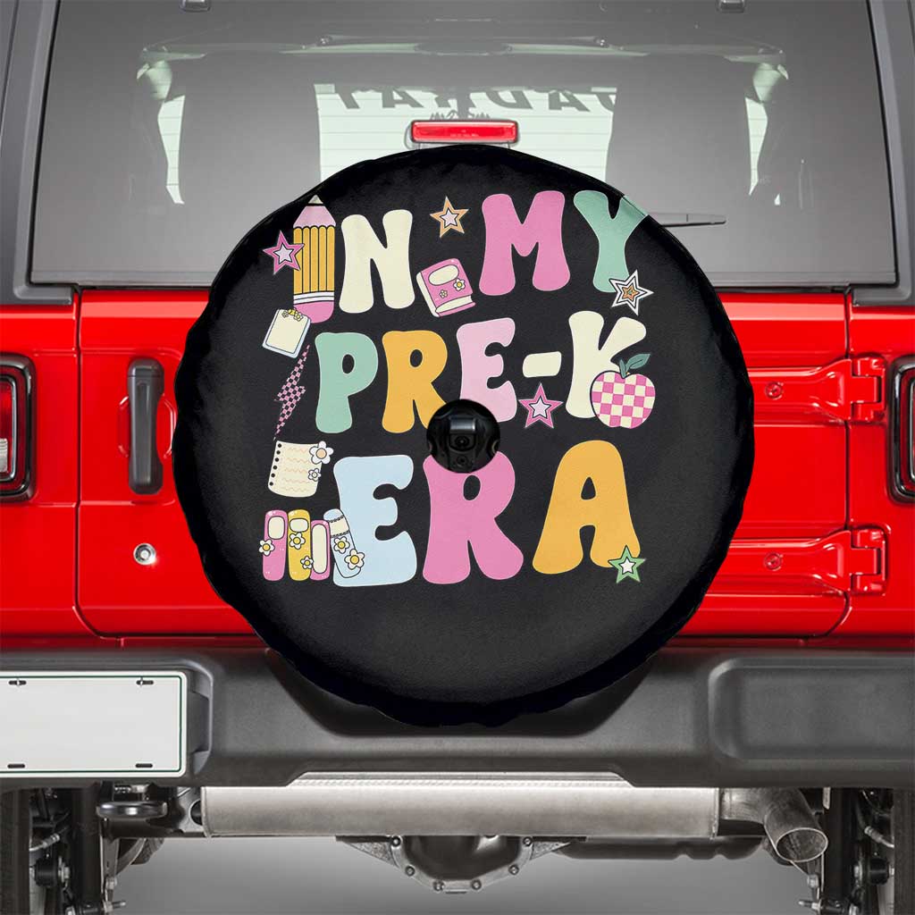 In My Pre-K Era Spare Tire Cover Girl Back To School Cute PreSchool Teacher TS10 Black Print Your Wear