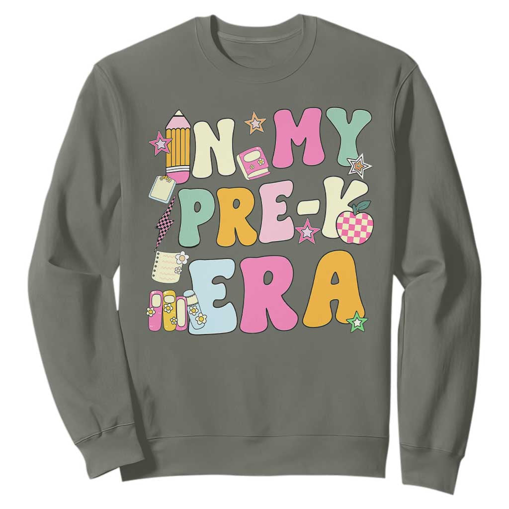 In My Pre-K Era Sweatshirt Girl Back To School Cute PreSchool Teacher TS10 Military Green Print Your Wear