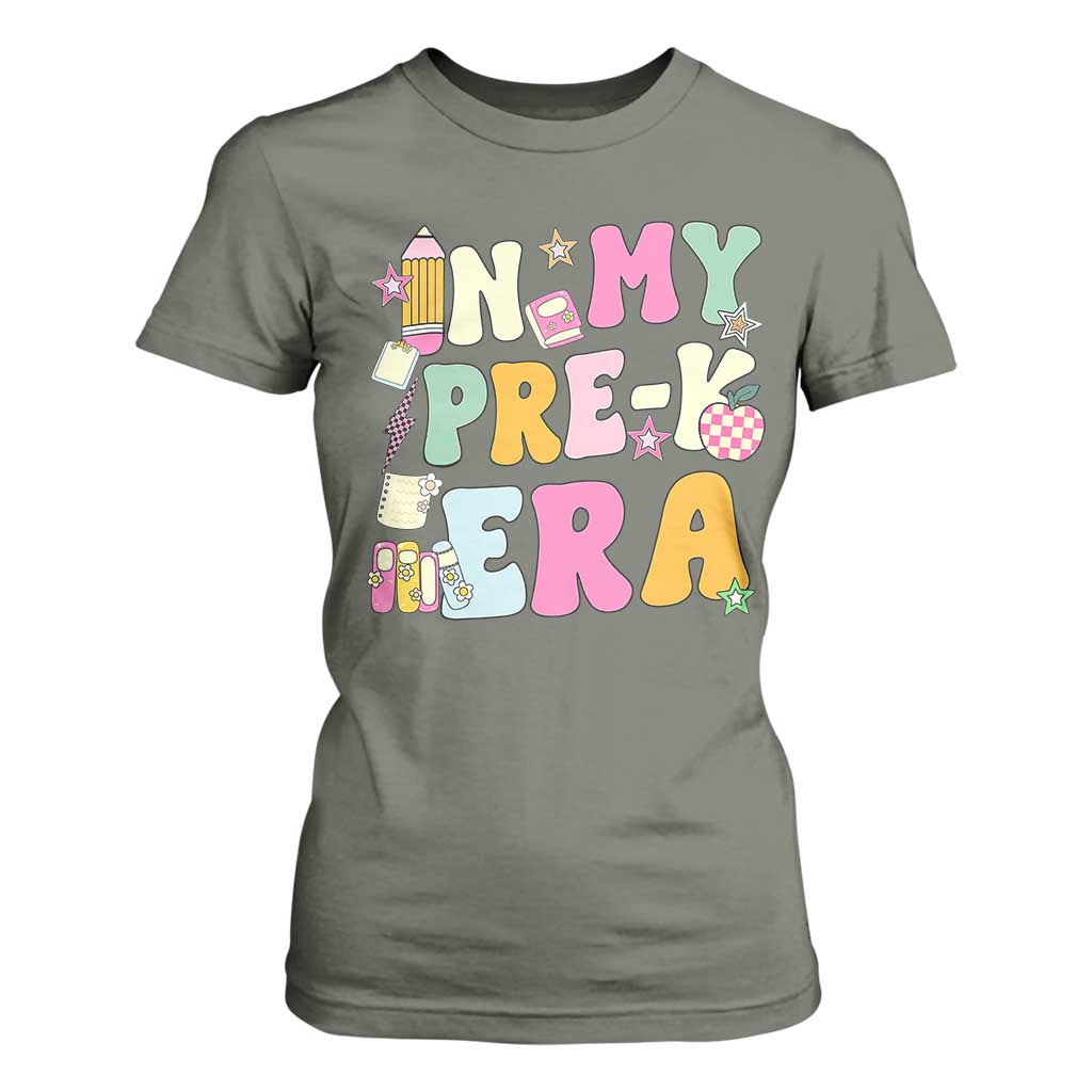 In My Pre-K Era T Shirt For Women Girl Back To School Cute PreSchool Teacher TS10 Military Green Print Your Wear