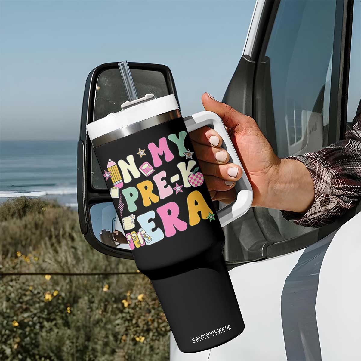 In My Pre-K Era Tumbler With Handle Girl Back To School Cute PreSchool Teacher TS10 Print Your Wear