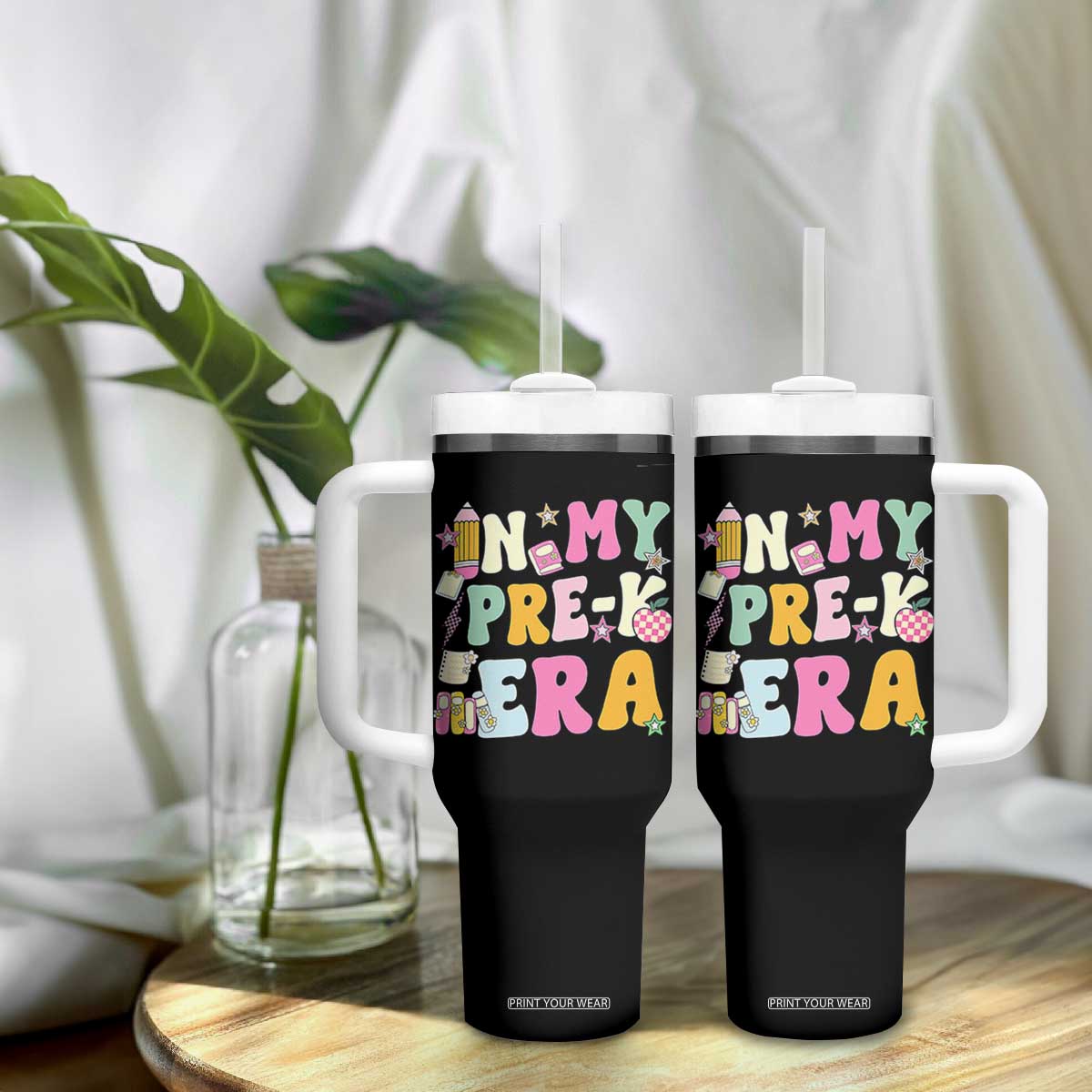 In My Pre-K Era Tumbler With Handle Girl Back To School Cute PreSchool Teacher TS10 Print Your Wear