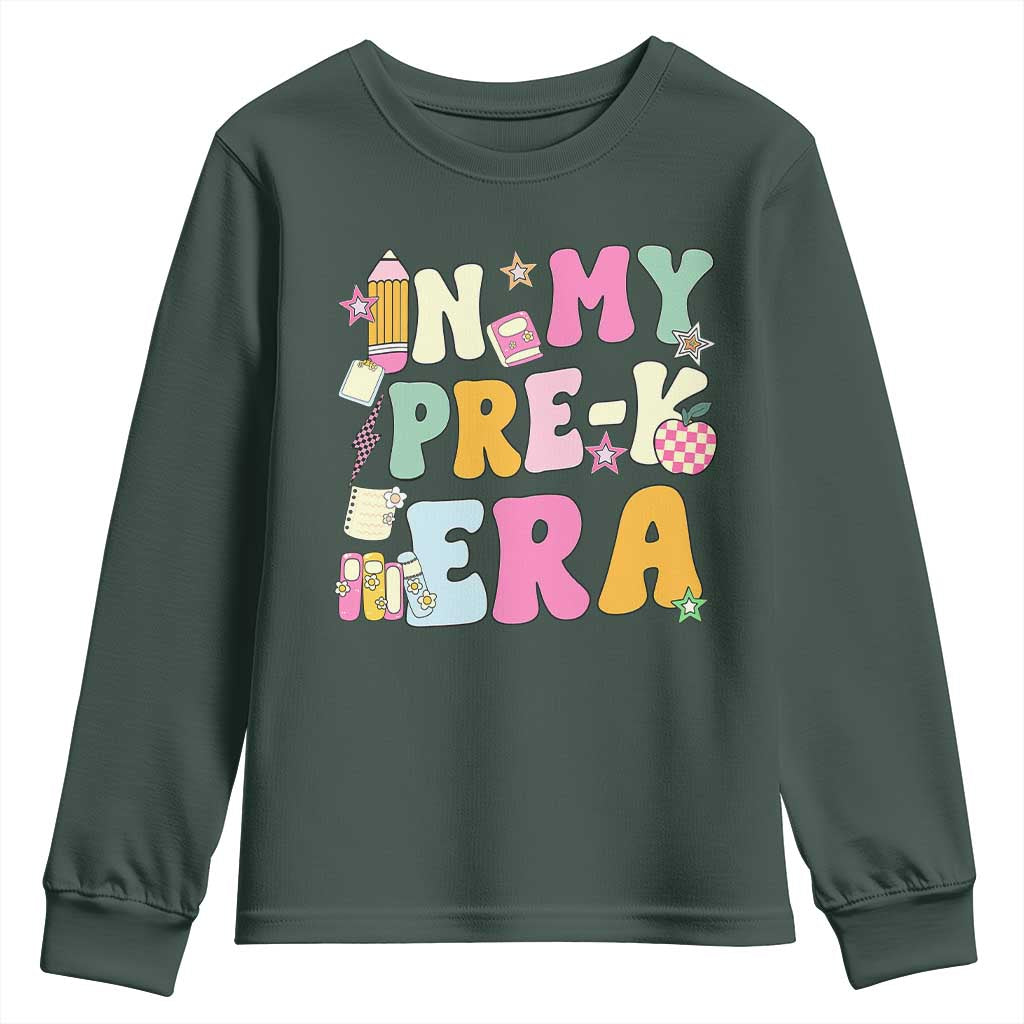 In My Pre-K Era Youth Sweatshirt Girl Back To School Cute PreSchool Teacher TS10 Dark Forest Green Print Your Wear