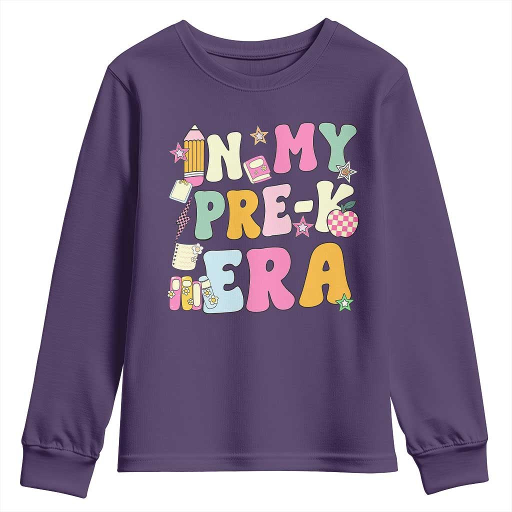 In My Pre-K Era Youth Sweatshirt Girl Back To School Cute PreSchool Teacher TS10 Purple Print Your Wear
