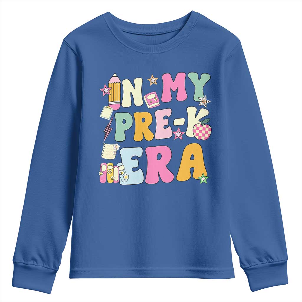 In My Pre-K Era Youth Sweatshirt Girl Back To School Cute PreSchool Teacher TS10 Royal Blue Print Your Wear