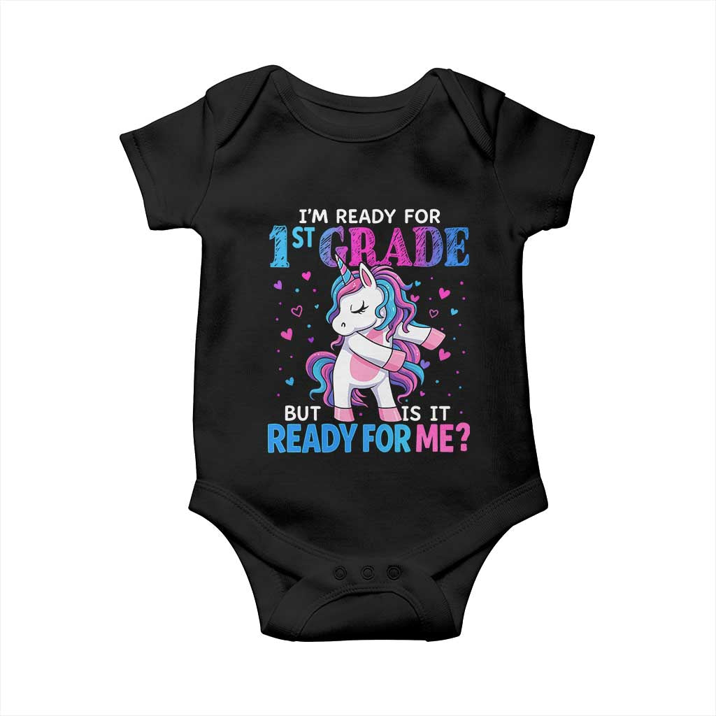 Funny Back To School 1st Grade Baby Onesie First Grade Unicorn Girls TS10 Black Print Your Wear
