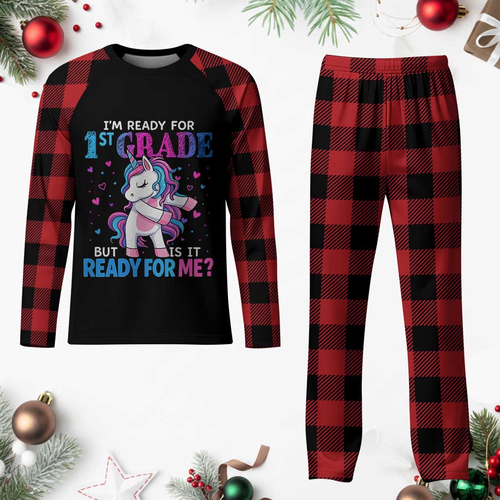 Funny Back To School 1st Grade Plaid Pajama Set First Grade Unicorn Girls TS10 Buffalo Plaid Print Your Wear