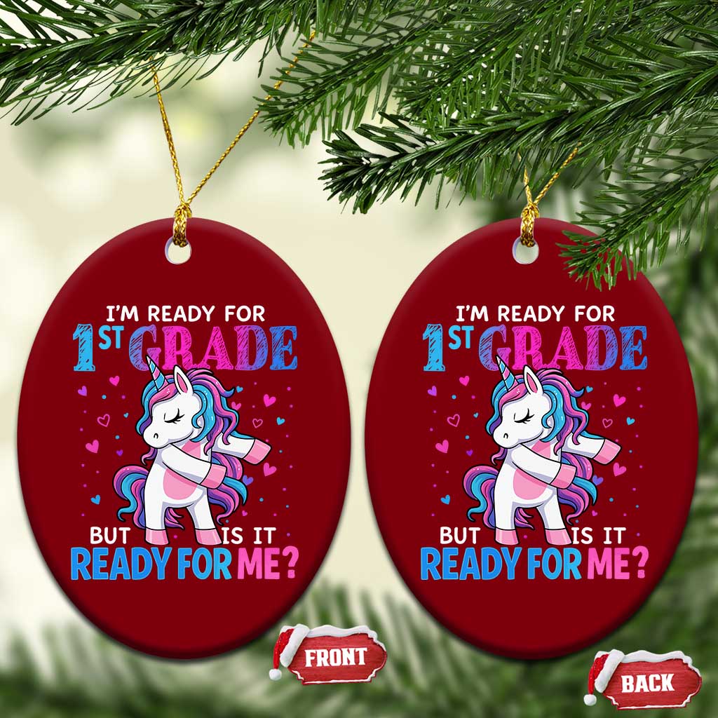 Funny Back To School 1st Grade Ceramic Ornament First Grade Unicorn Girls TS10 Print Your Wear