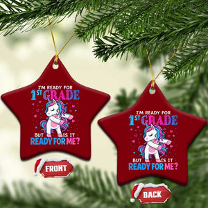 Funny Back To School 1st Grade Ceramic Ornament First Grade Unicorn Girls TS10 Print Your Wear