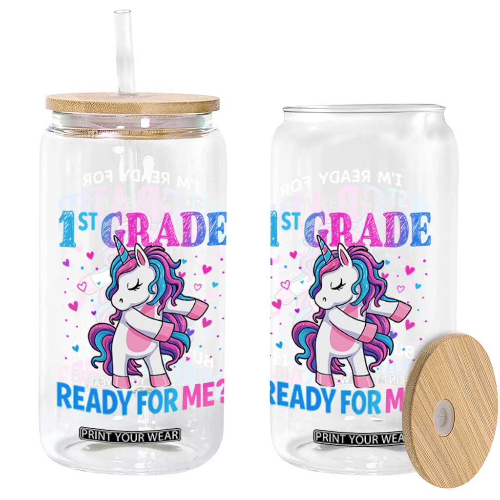Funny Back To School 1st Grade Glass Can First Grade Unicorn Girls TS10 Print Your Wear