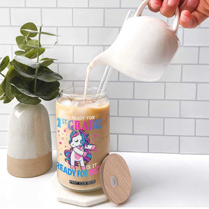 Funny Back To School 1st Grade Glass Can First Grade Unicorn Girls TS10 Print Your Wear