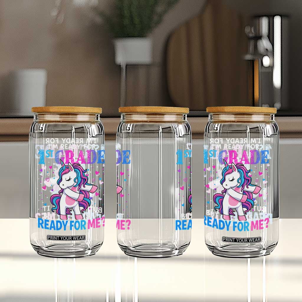 Funny Back To School 1st Grade Glass Can First Grade Unicorn Girls TS10 Print Your Wear