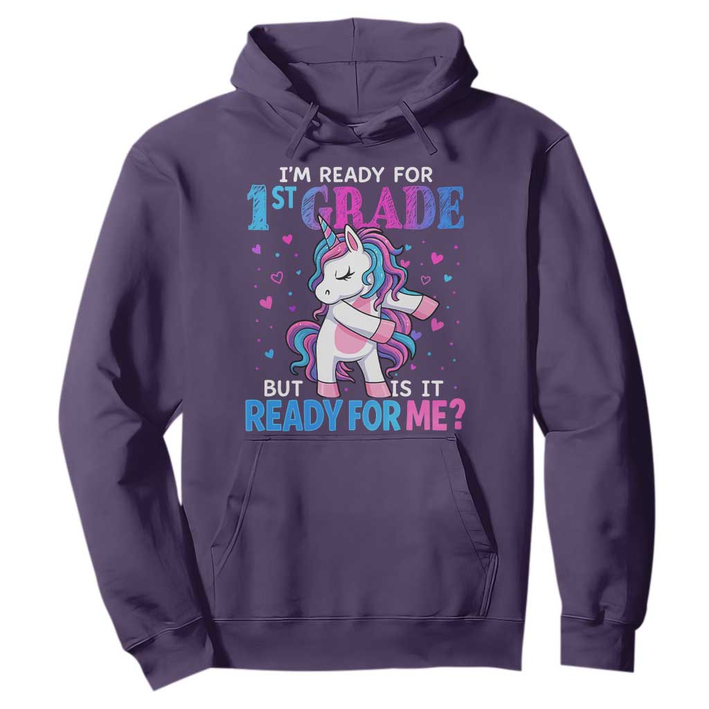 Funny Back To School 1st Grade Hoodie First Grade Unicorn Girls TS10 Purple Print Your Wear