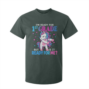 Funny Back To School 1st Grade T Shirt For Kid First Grade Unicorn Girls TS10 Dark Forest Green Print Your Wear