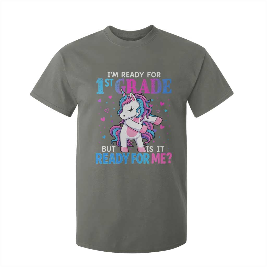 Funny Back To School 1st Grade T Shirt For Kid First Grade Unicorn Girls TS10 Military Green Print Your Wear