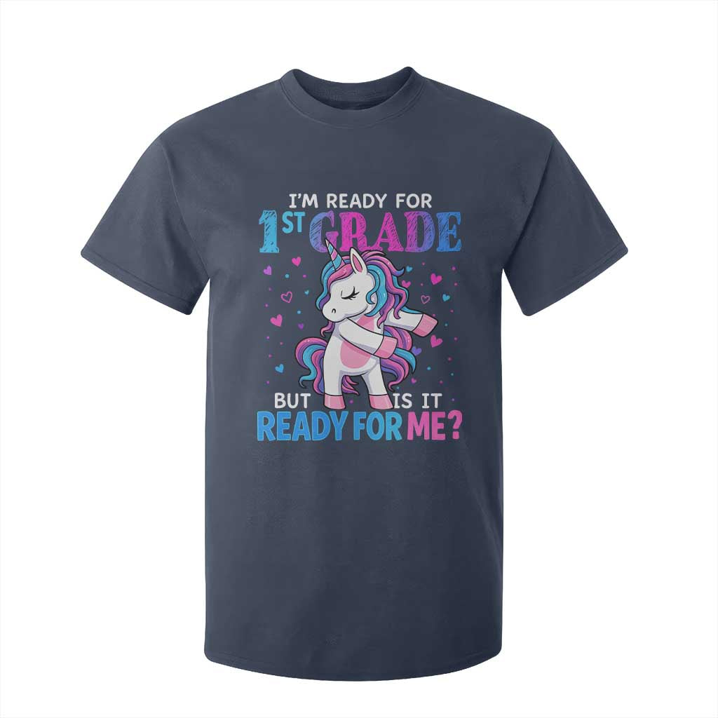 Funny Back To School 1st Grade T Shirt For Kid First Grade Unicorn Girls TS10 Navy Print Your Wear